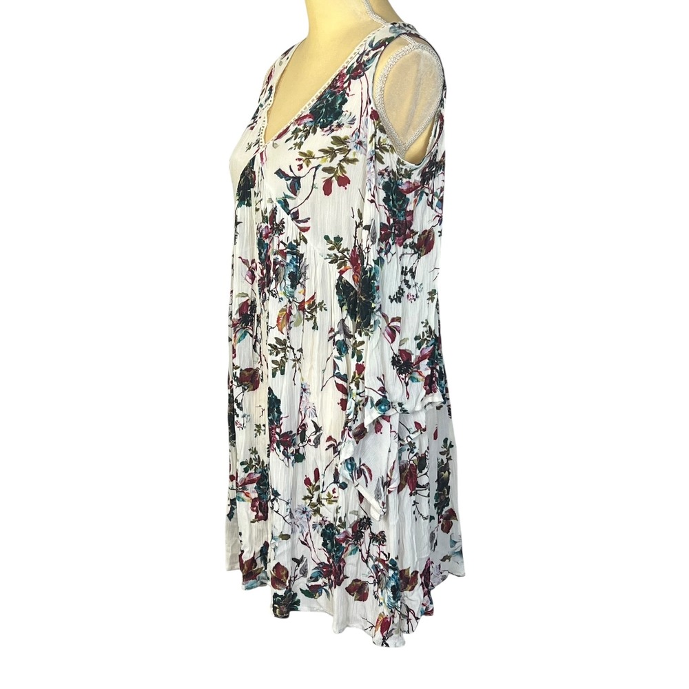 Umgee USA‎ Floral Print Cold Shoulder Long Sleeve Dress - Size M Multicolor - Picture 9 of 11